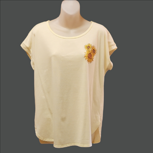 Truself Yellow Short Sleeve Tee with Sunflower Design